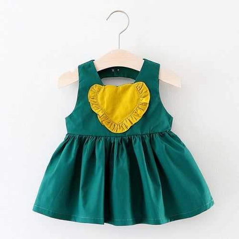 Cute Heart Baby Girls Sleeveless Dresses