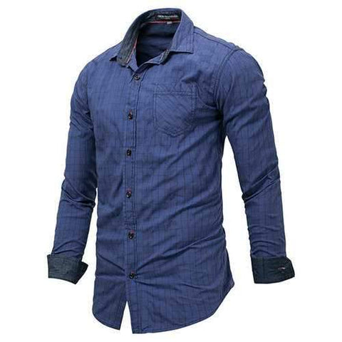 Denim Chest Pocket Checked Shirts