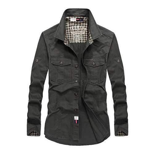 Mens Folded Sleeves Work Shirt