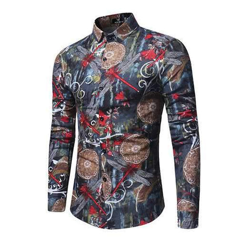 Mens Dragonfly Printing Shirt