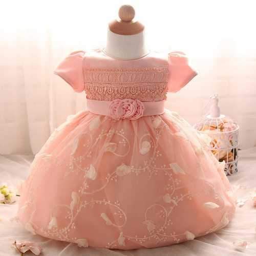 Floral Beading Decor Baby Girls Dresses