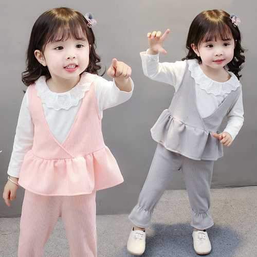 3pcs Ruffles Spring Girls Clothes Sets