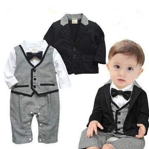 2pcs Formal Baby Boy Romper with Coat