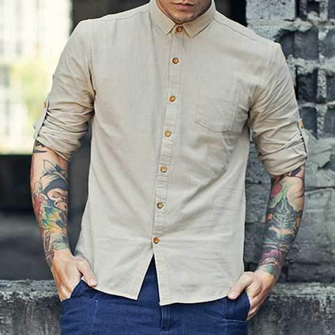 Chest Pocket Loose Linen Shirts