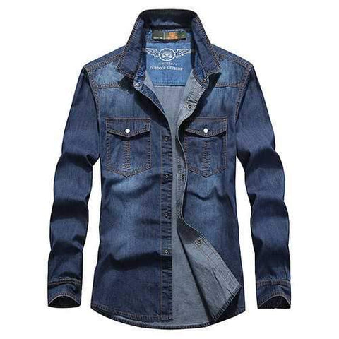 Loose Solid Color Denim Shirts