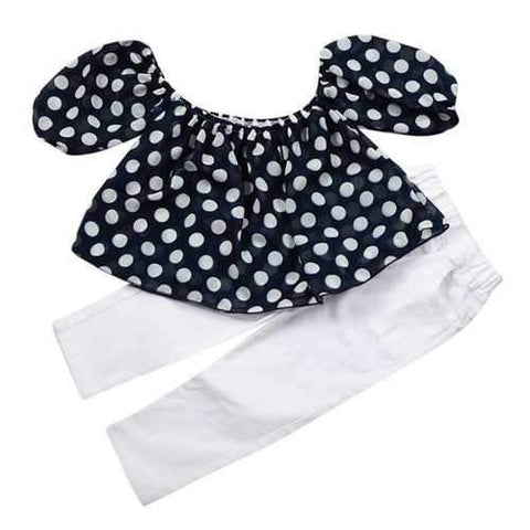 2pcs Dot Printed Girls Clothing Set