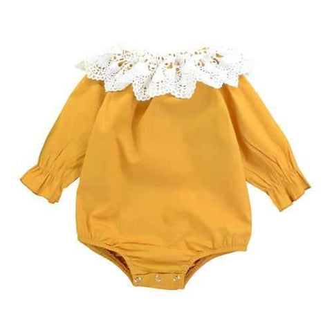 Lace Flower Collar Baby Romper