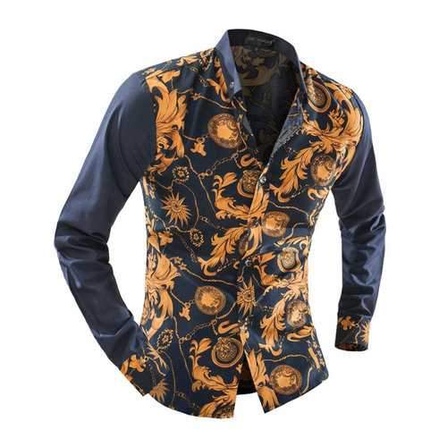 Patchwork Design Printing Shirt