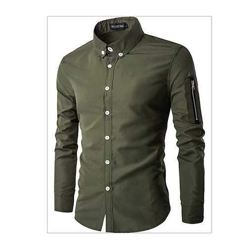 Men Zipper Decoration Shirt