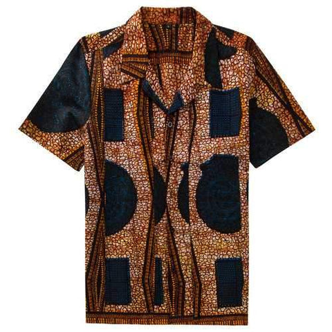 Men African Ethninc Short Sleeve Shirt