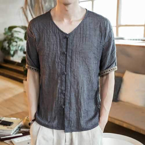 Retro Short Sleeve Linen Shirts