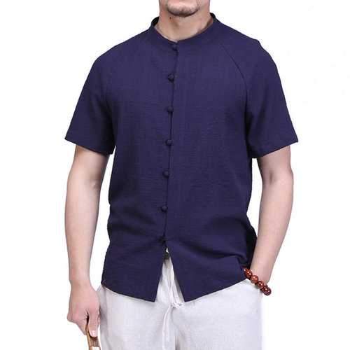 Men Vintage Linen Shirt