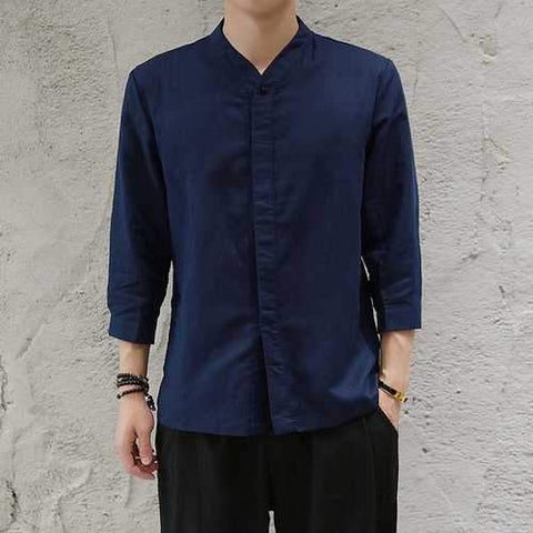 Men Vintage Linen Shirt