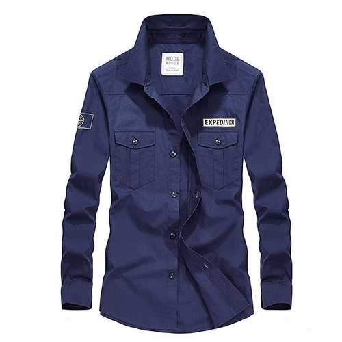 Solid Color Cotton Work Shirts