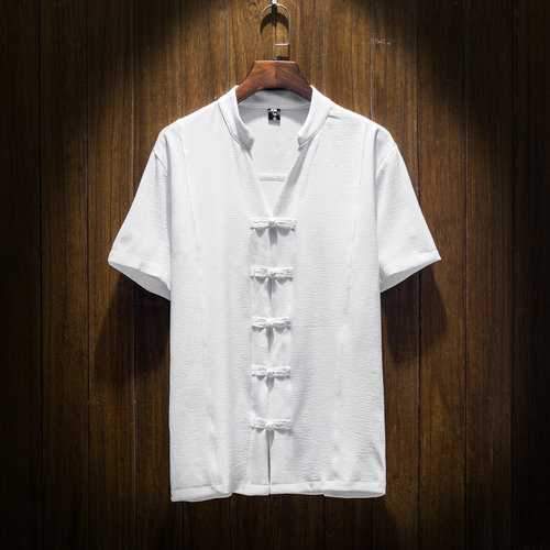 Chinese Buttons Vintage Linen Shirts