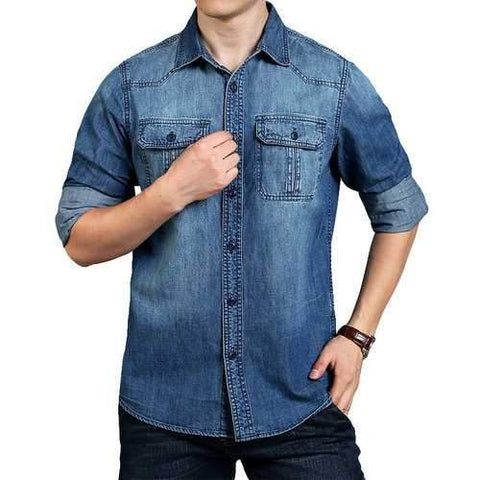 Loose Work Denim Shirts