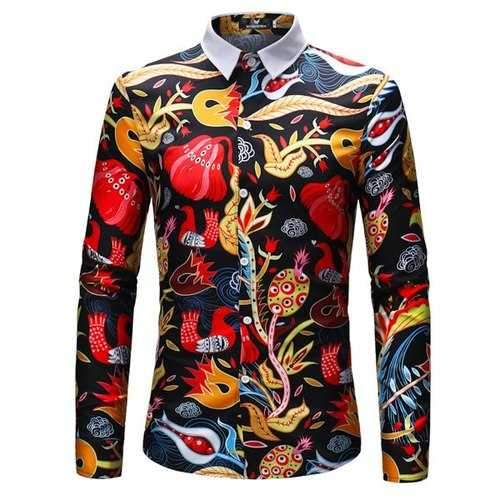 Printing Slim Fit Long Sleeve Shirts