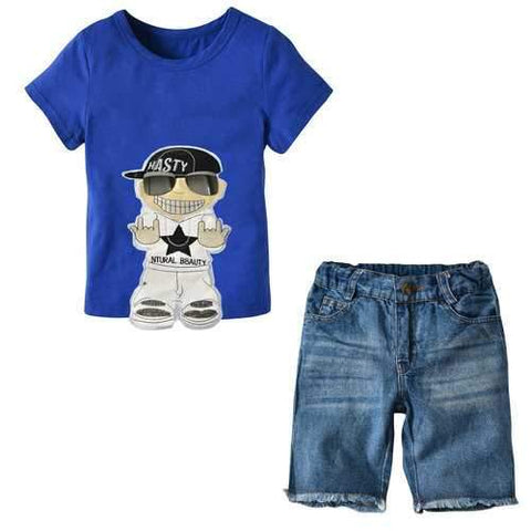 2pcs Printed Boys Short Clothing Sets