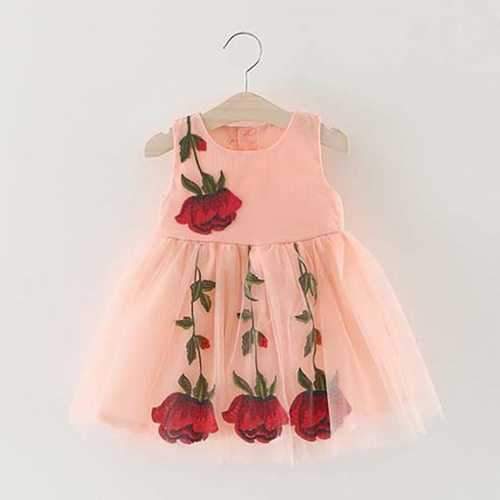 Rose Flower Patch Design Baby Girls Dress