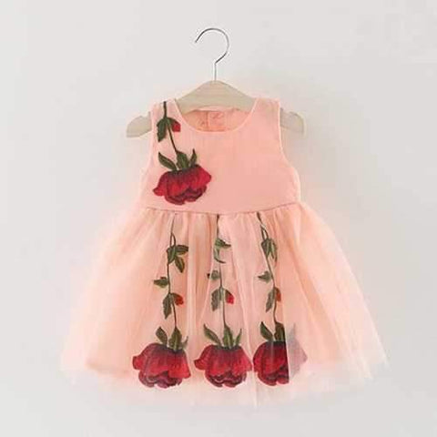 Rose Flower Patch Design Baby Girls Dress