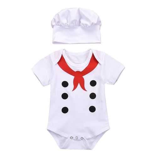 Chef Cooker Style Baby Romper Hat Set