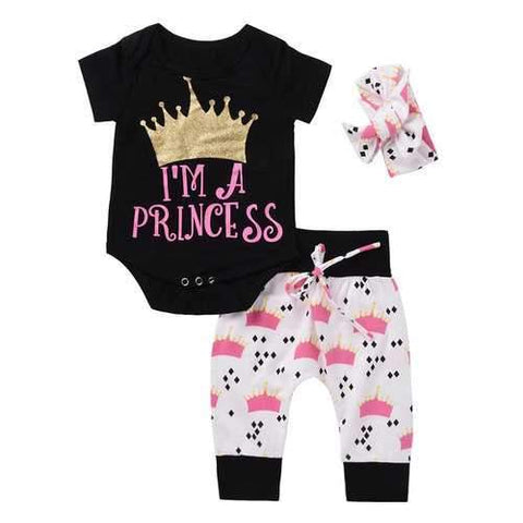 3pcs Newborn Infant Baby Girls Clothing Set