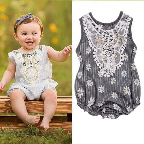 Daisy Striped Baby Girls Romper