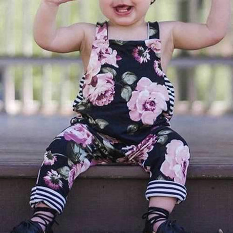 Floral Baby Girls Strap Romper