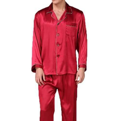 Men Faux Silk Sleep Sets