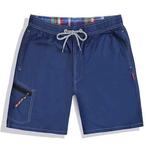 Zipper Pocket Solid Color Shorts