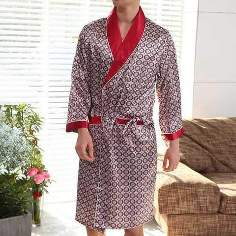 Men Faux Silk Sleep Robe