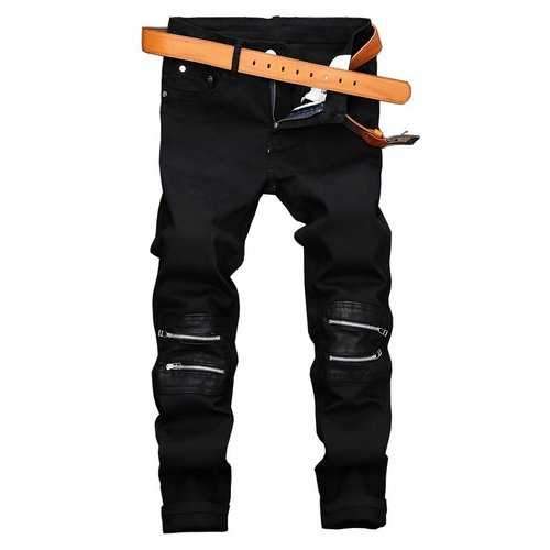 Men Zipper Patchwork Jean