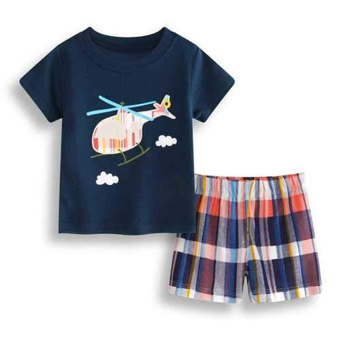 Helicopter Baby Boys Short Set For 0-36M