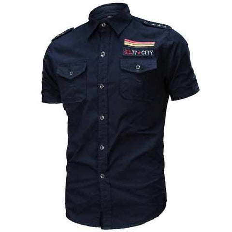 Chest Pockets Epaulets Work Shirts