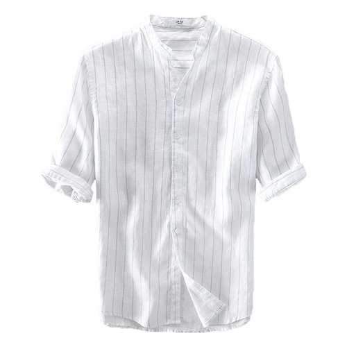 Half Sleeve Stripes Linen Shirts