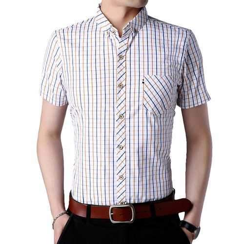 Men Checked Business Shirt