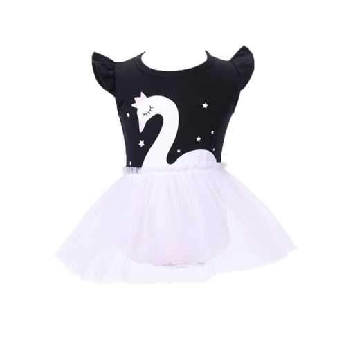 Swan Pattern Baby Party Pageant Dress