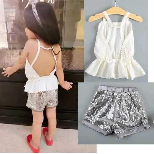 Girls Halter Top + Sequins Pants Clothing Sets