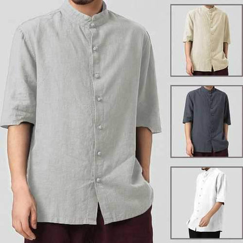 L-5XL Chinese Buttons Vintage Shirts