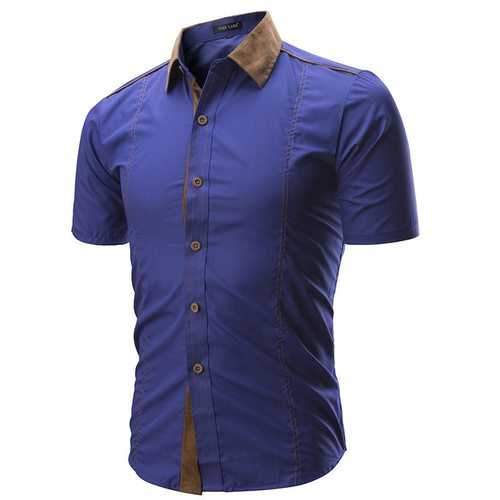 Stylish Bucket Collar Stitching Slim Designer Shirts