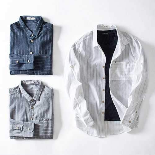 Stylish Retro Striped Cotton Shirts