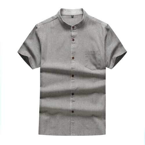 Plus Size Chinese Buttons Closure Linen Shirts