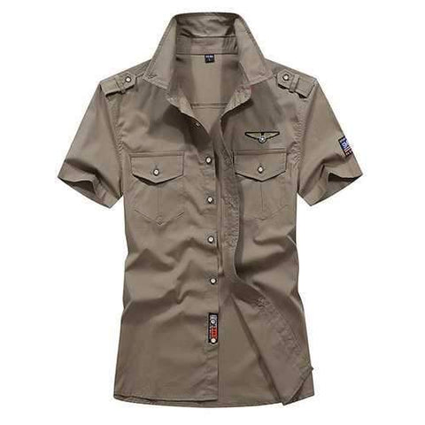 Chest Pockets Epaulets Work Shirts