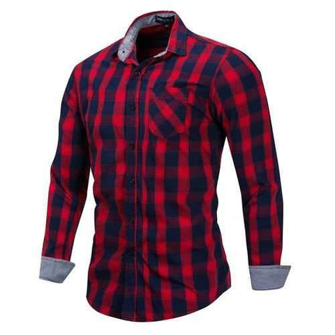 Chest Pocket Plaid Cotton Shirt