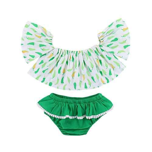 Green Cute Baby Girls Sets For 0-24 M