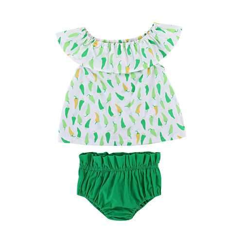 2Pcs Green Chili Baby Short Sets