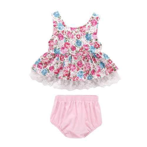 Floral Lace Baby Girls Sets For 0-24M