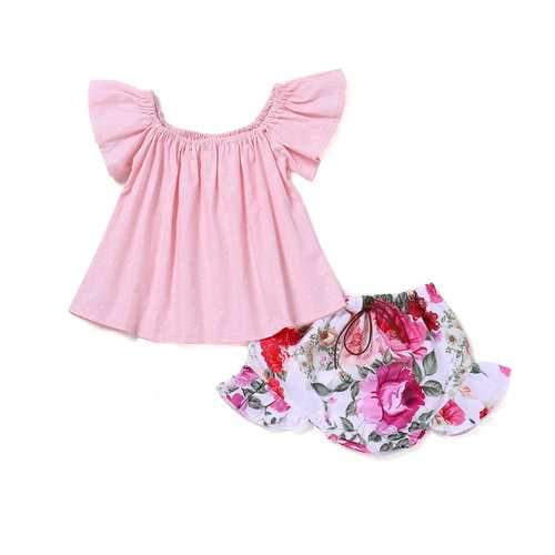 Flower Baby Girls Short Sets For 0-24M