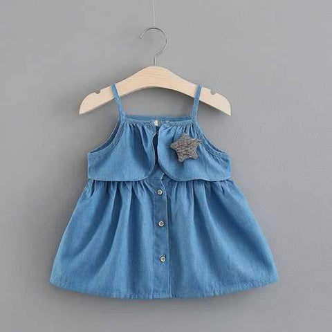 Star Decor Girls Denim Dress For 0-24M