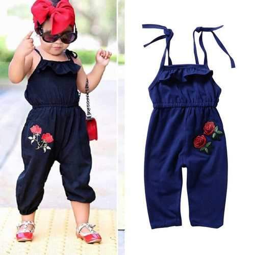 Rose Embroidery Girl Summer Jumpsuits